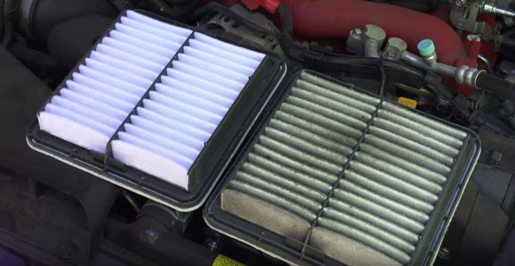 Comparación entre filtro de auto limpio y sucio.