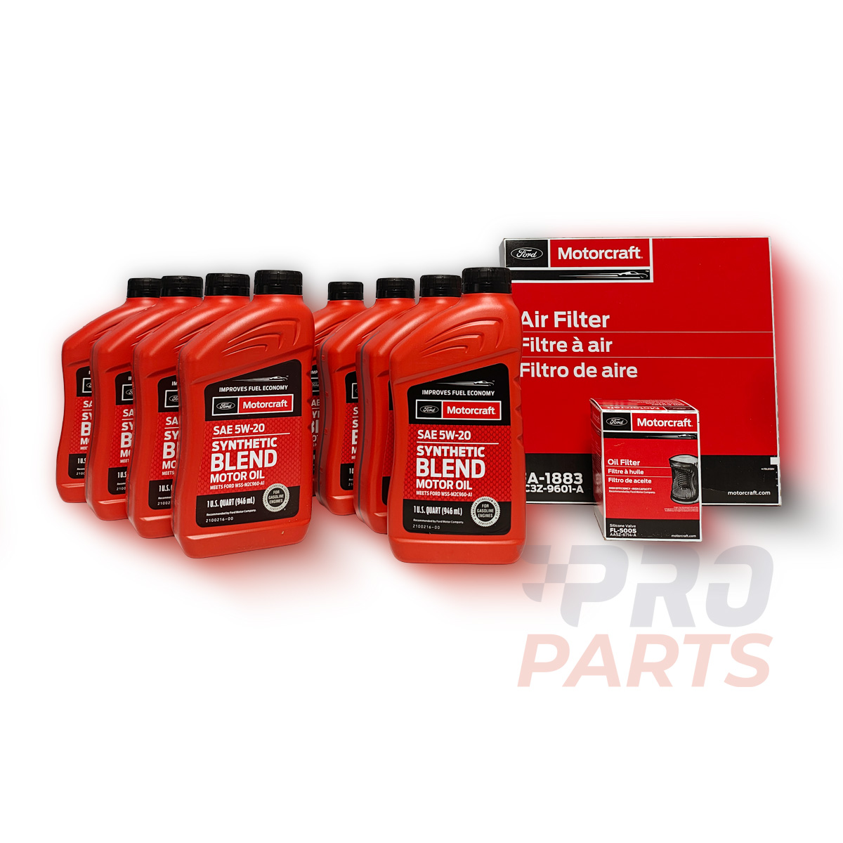 Kit de mantencion original Motorcraft para Ford F-150 5.0 V8 con aceite filtro FL500S y filtro de aire FA1883 - PROPARTS