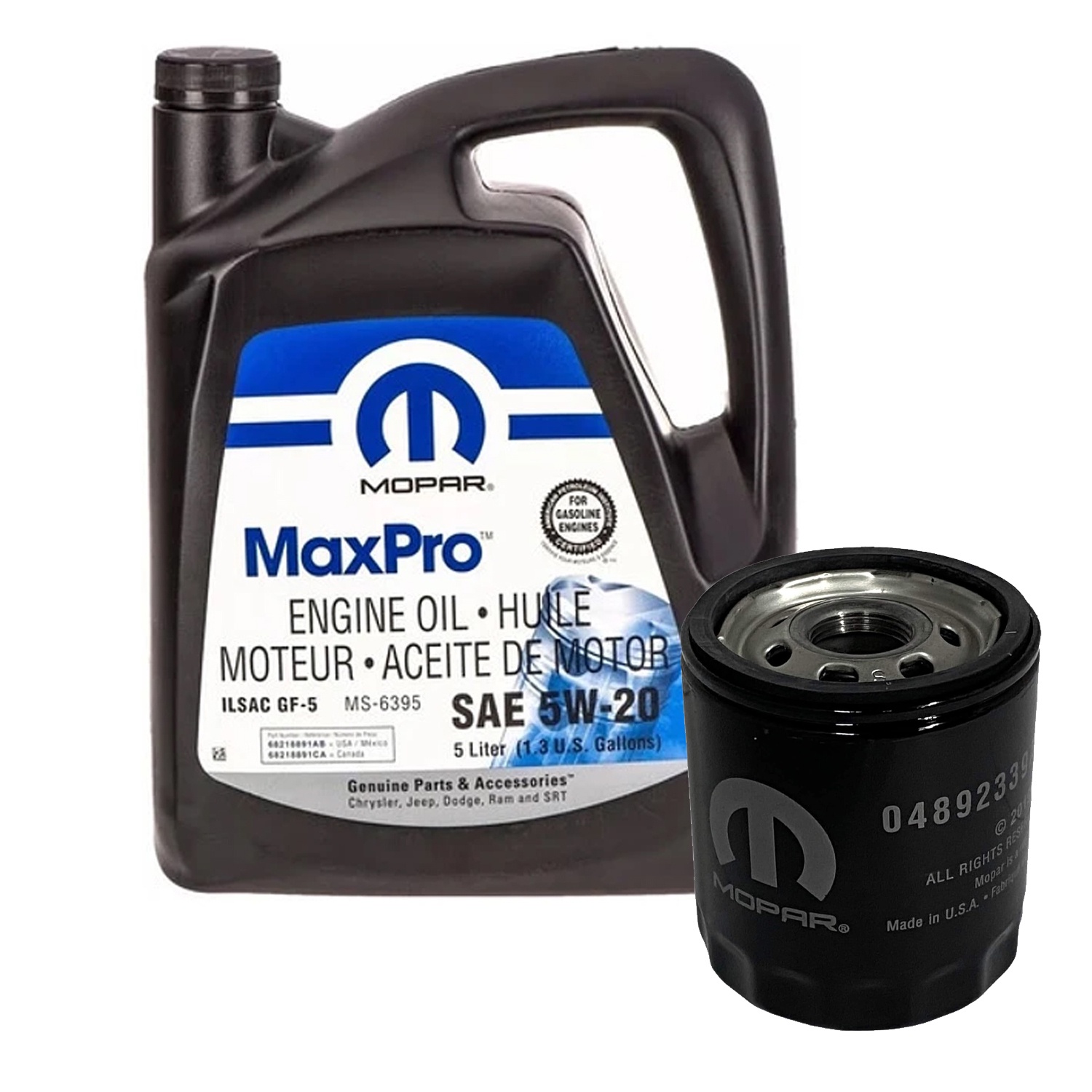 Kit de mantencion Mopar con 5 litros de aceite 5W20 y filtro original 4892339AB para Jeep Compass 2.4 - PROPARTS