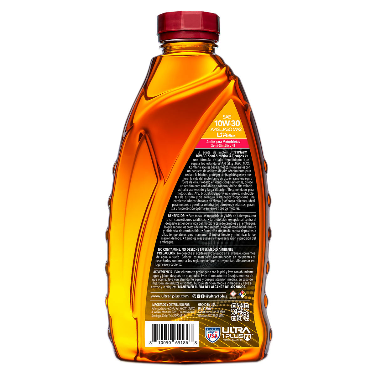 Aceite de Moto 4T 10W-30 Ultra1Plus Semi-Sintético API SL - Imagen 2