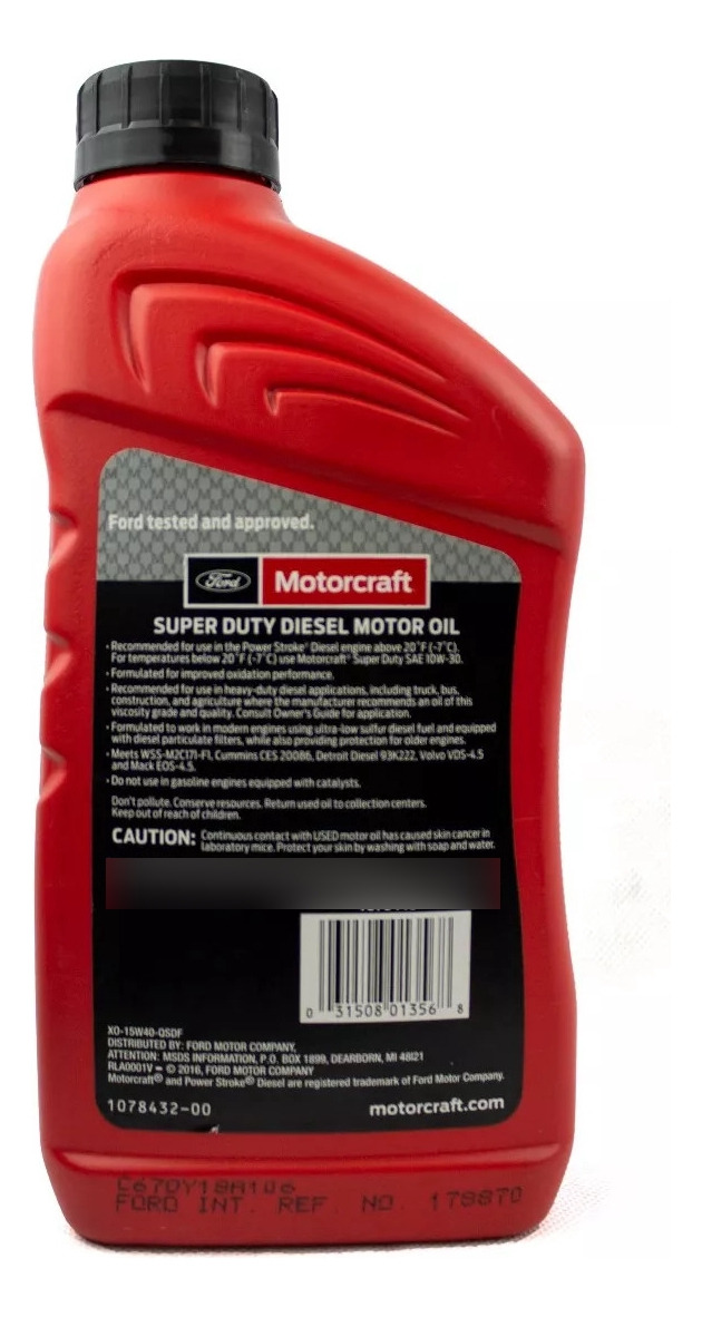 Botella Aceite de Motor Diesel 15W40 Original Motorcraft Ford - PROPARTS