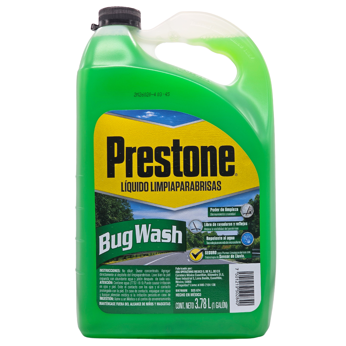 Liquido limpiaparabrisas Prestone Bug Wash de 3.78 litros para eliminar insectos - PROPARTS