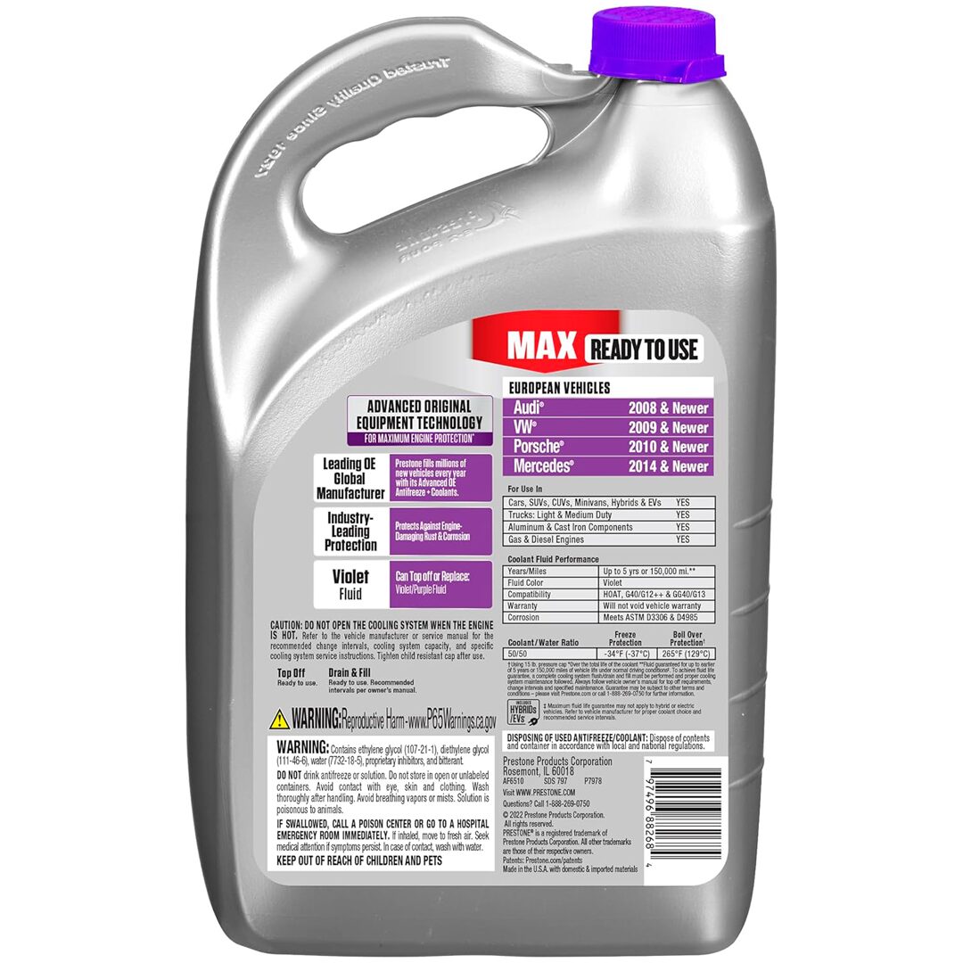 Bidon Refrigerante Prestone Violeta 50/50 para vehiculos europeos Audi VW y Skoda - PROPARTS